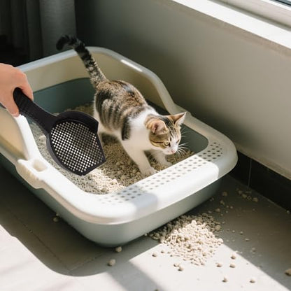 Totority 2pcs Cat Litter Scooper Set with Small and Large Holes Lightweight Plastic Sifting Scoop for Fine Litter and Reptile Sand Multi-Functional Cleaning Tool and Reptile Habitats