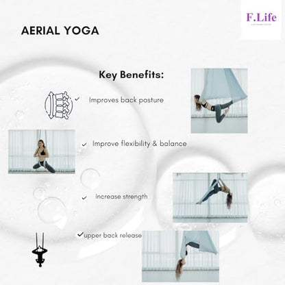 F.Life Aerial Silk Yoga Hammock & Swing for yoga Inversion,Strength training,starter hardware kit - color: blackish green