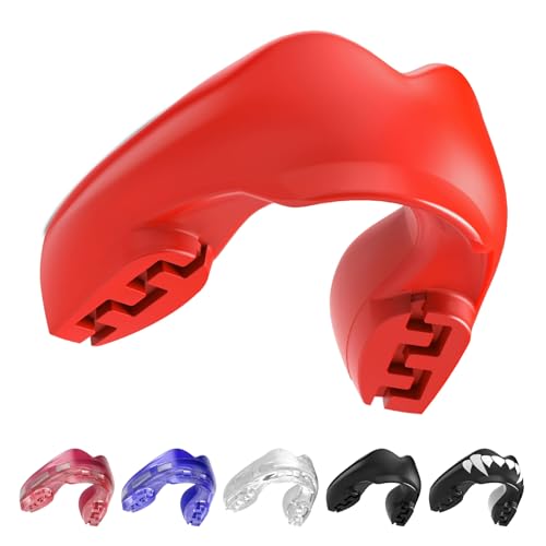 SAFEJAWZ Red Mouth Guard for Braces, One Size Mouthguard with Case | One Size, Ortho Mouthguard, Easy Fit Remoldable, Boxing, Football, Wrestling, MMA, Hockey, Contact Sports - color: Red