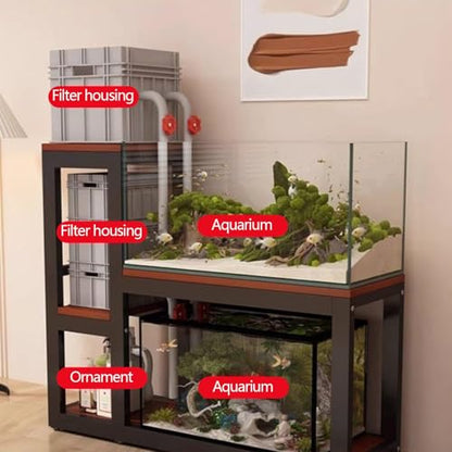 Fish Tank Stand,Multi-Tier Aquarium Turtle Shelf, Sturdy Metal Fish Tank Stand with Non-Slip Pads, 120cm/47.2in, Ideal for Reptiles and Aquatic Pets - Black B - color: Black B, size: 120cm/47.2in