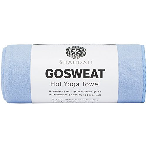GoSweat Non-Slip Hot Yoga Towel with Super-Absorbent Soft Suede Microfiber in Many Colors, for Bikram Pilates and Yoga Mats. - color: Placid Blue, size: 72.00" x 26.50"