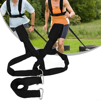 Sled Harness For Exercises, Adjustable Nylon Running Resistances Training Belts With 5.1ft Rope Kit For Footballs Basketballs Strength Building, Black