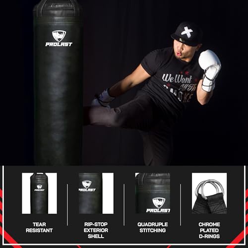 4 ft 80lb Heavy Boxing Punching Bag, Muay Thai, MMA, Strength Training Equipment, Hanging - color: Black, size: Filled without Bottom D-Ring