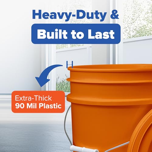 5 Gallon Plastic Bucket with Airtight Lid | Food Grade Bucket | BPA-Free | Heavy Duty 90 Mil All Purpose Pail | One 12" Rubber Mallet & One Lid Opener Included | 1 Pack