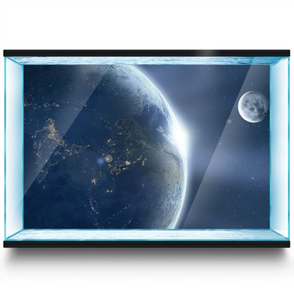 Aquarium Background Stickers - Earth, Moon, Stars, Space, Self-Adhesive Fish Tank Reptile Terrarium Decor Poster (60 x 40 cm / (23.6 x 15.7 inches)) - size: 60 x 40 cm / (23.6 x 15.7 inches)