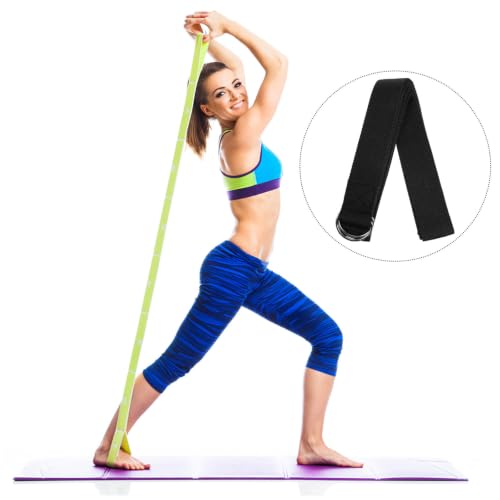 Black Polyester Cotton Xmas Yoga Stretching Strap 3.2m for Yoga Workout