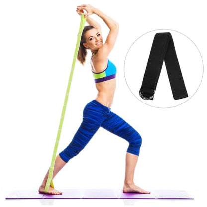 Black Polyester Cotton Xmas Yoga Stretching Strap 3.2m for Yoga Workout