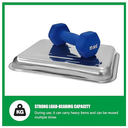 RooTrimmer 10 Pack Stainless Metal Trays, Stainless Steel Seed Starter Carry Tray for Nursery Seedling Pots Water Collection Transplantation (10.63 inch×14.17 inch, 1.18" Height) - size: Small-10P