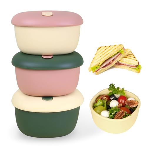 Silicone Food Containers,12oz 350ml 3Pcs 1SET, BPA Free Premium Silicone with Steamhole Lid, Dishwasher,Microwave and Freezer Safe,Semi-persistent Use,Food Grade, FDA