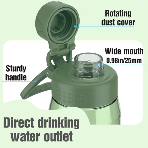 32oz Clear Water Bottle - BPA-Free Tritan Plastic, Fast Flow Spout Lid, Wide Mouth & Leakproof Design Hiking Water Bottle Suitable for Travel, Outdoors, Gym, Travel, Home, School(Army Green) - color: Army Green