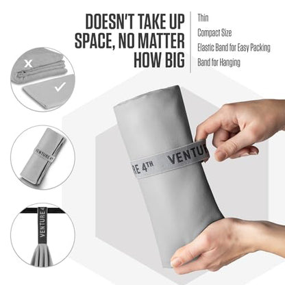 VENTURE 4TH Quick Dry Microfiber Towel for Camping & Gym -Light Gray Medium - color: Light Gray, size: 40.00" x 21.00"