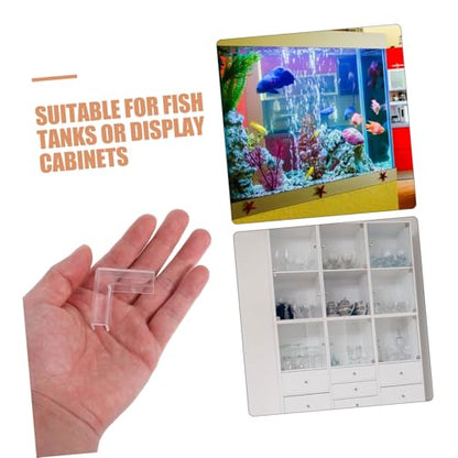 Healifty 10pcs Glass Shelf Clips for Fish Tank Corner Bracket Clamps for Display Cabinets Plastic Fixing Clips for Organizing Aquariums and Shelves