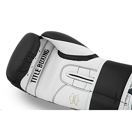 TITLE Boxing Pro Style Leather Training Gloves 3.0 - Boxing Gloves, Boxing Training Gloves, MMA Gloves, Oz Training Gloves, Kickboxing Gloves, Punching Bag Gloves, Sparring Gloves - color: Black/White, size: 16 oz