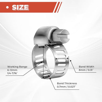 36 Pack 1/4"-7/16" Worm Gear Hose Clamps, Adjustable Range 6-12mm, 304 Hose Clamps Stainless Steel, for Pipe Plumbing Automotive And Mechanical Application - size: 36 Pack 1/4'' - 7/16'', style: 36 Pack