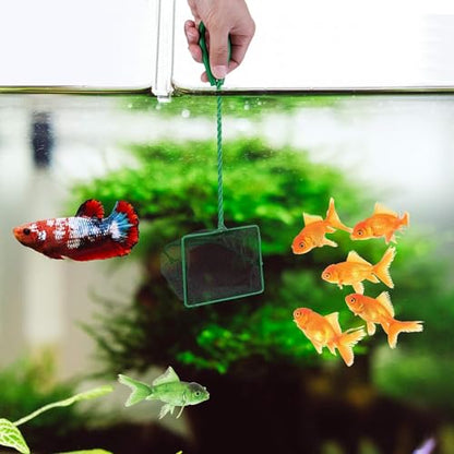 4in 5in 6in Aquarium Fish Net Green Fine Mesh Nylon Net Collection with 11" Long Handle Square Quick Catch Fish Net for Fish Tank - color: Green, size: 6PCS 4，5，6"