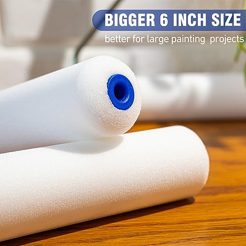 Mister Rui Foam Paint Roller, 36 Pack, 6 Inch High Density Foam Paint Roller Covers, Sponge Paint Rollers, Mini Rollers, Small Paint Rollers for Painting Walls, Cabinets, Doors - color: 36 Pcs 6" Foam Roller Cover
