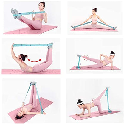 Stretching Strap with Loops - Portable Leg Stretcher Elastic Exercise Band - Flexibility Trainer Fitness Stretching Equipment for Yoga, Pilates, Ballet, Physical Therapy - 11 Loops