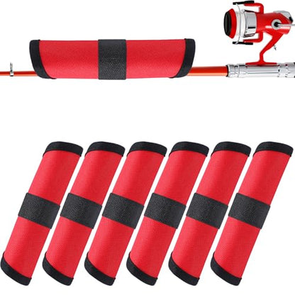 Tioncy 6 Pack Fishing Lure Covers 6 Inch Bait Gloves Lure Wrap Fishing Hook Cover Easily See Bait Storage Protector Guard to Keep Fishermen Safe for Rod - color: Red