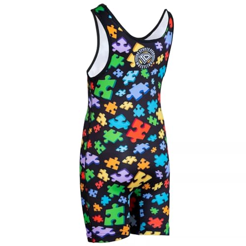 KO Sports Gear Adult Wrestling Singlets, Funny & Holiday Designs, XS-3XL - color: Autism Awareness, size: X-Small