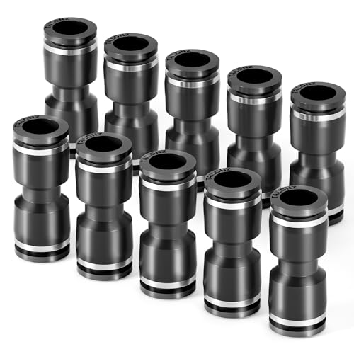 TAILONZ PNEUMATIC Black Straight 1/4 inch Tube OD Push to Connect Tube Fittings Push Lock PU-1/4 (Pack of 10) - color: Black-Straight, size: 1/4"OD 10PCS