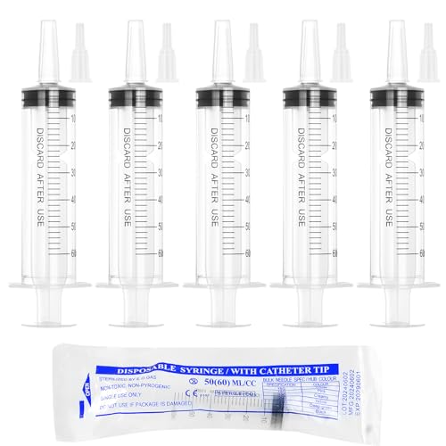 60ml Syringe for Liquid,20 Pack Large Plastic Syringes with Adapters and Cap,Individually Sealed Syringe for Feeding,Irrigation Water and Scientific Labs - size: 60ML