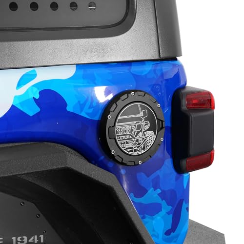 Hooke Road JL Aluminum Fuel Filler Door Gas Cap Tank Cover for 2018-2026 Jeep Wrangler JL JLU 2/4 Doors (Half Face Style)