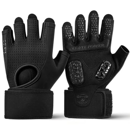 COFIT Padded Workout Gloves with Wrist Support, Gym Gloves for Men Women - size: Medium