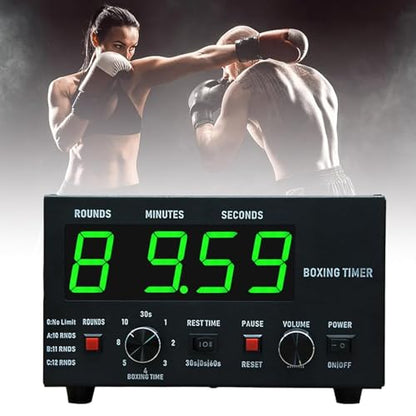 Professional Gym Interval Timer, Boxing Interval Clock with Large Clear LED Display and Buzzer, Volume Adjustable, Rest Time and Training Time Adjustable Flexibly, for Gym, Boxing Gym - color: Green
