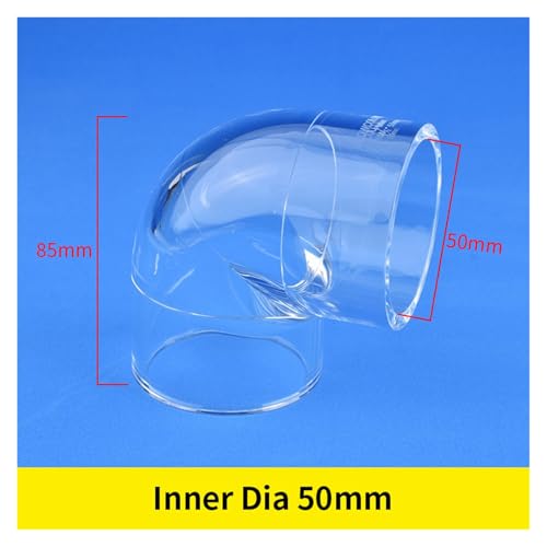 16~50mm Acrylic 90° Elbow Transparent Tube Fittings Aquarium Water Pipe Connector Garden Irrigation Joint Fish Tank Accessories(Inner Dia 50mm)