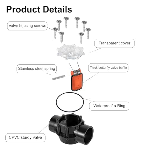7305 Pool Check Valve Replacement 180 Degree for Jandy 2-Inch to 2-1/2-Inch Check Valve Compatible with Pool Pumps Heat Pumps and Spa Straight Through Flow