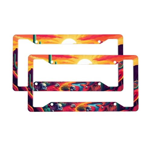 Desert License Plate Frame 2 Pack Accessories Cars Decor 12.3 X 6.3 Inches for Men Women - color: Desert