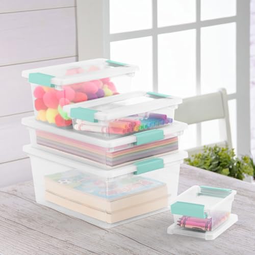 Sterilite 4-Pack Clip Box, Large Stackable Plastic Storage Bins w/ Latching Lids, 18.7 Gal - Heavy-Duty Organizing Containers for Home, Closet, Bathroom, and Office - size: Deep, style: 4 Pack