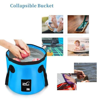 BANCHELLE Collapsible Bucket Water Container Portable Folding Camp Wash Basin for Outdoor Traveling Hiking Fishing Car Washing Gardening Camping 2 PCS - color: Blue