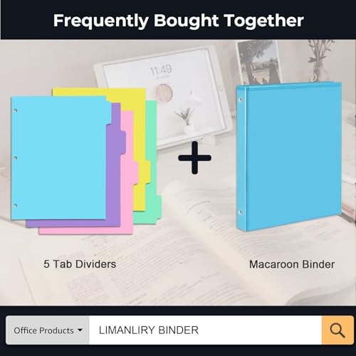 5-tabs 6 Set Binder Dividers with Tabs,Plastic Index with Label,Colored Tab Dividers for 3 Ring Binder (Total 30 Pcs)