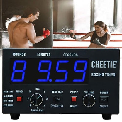 Classic Boxing Interval Timer,Gym Timer,Boxing Training Timer W/LED Display,1-12 Challenge Rounds,Gym Interval Timer for Kickboxing (Blue) - color: Blue