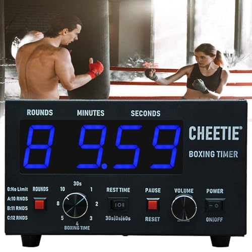 Classic Boxing Interval Timer,Gym Timer,Boxing Training Timer W/LED Display,1-12 Challenge Rounds,Gym Interval Timer for Kickboxing (Blue) - color: Blue