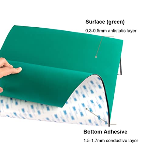 1pcs Green Self-Adhesive Anti-Static Rubber Mat, 0.5m×1m 0.6m×1.2m 2mm 3mm Thick Desk Mat for Lab/Repair/Factory/Assembly Line(0.5mx1m,2mm)