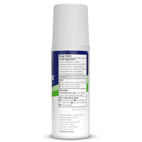 Theraworx Relief for Muscle Cramps Roll-On Fast-Acting Muscle Spasm, Leg Soreness with Magnesium Sulfate - 2.5 oz - 1 Count (Pack of 3) - size: 2.5 Fl Oz (Pack of 3)