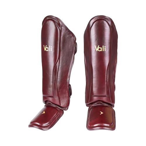 Lancer Leather Shin Guards Instep for Muay Thai - color: Red, size: Small