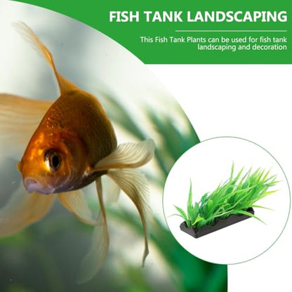 POPETPOP 3Pcs Aquarium Fake Plants Realistic Plastic Fish Tank Decoration Artificial Aquatic Grass for Fresh and Saltwater 4.72X3.93X1.65 Inches