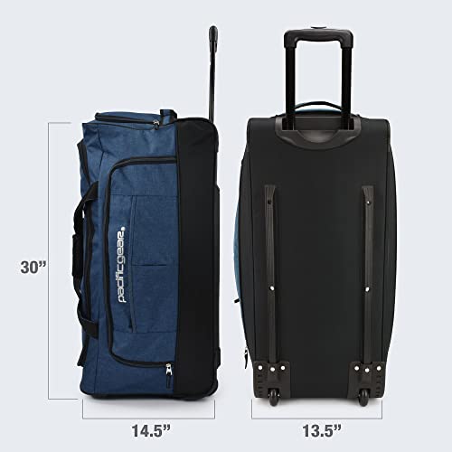 Pacific Gear Duffel Bag with Rolling Wheels - color: Navy, size: 30 inch