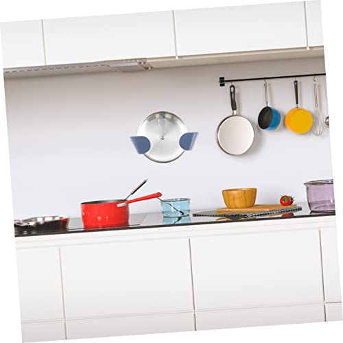 Alipis 5 Pair Blue Abs Frosted Kitchen Lid Holder Seamless Adhesive Pot Lid Storage Rack with Hook and Stand Function Non Deformable Multifunctional Organizer for Pots Trays and Kitchen