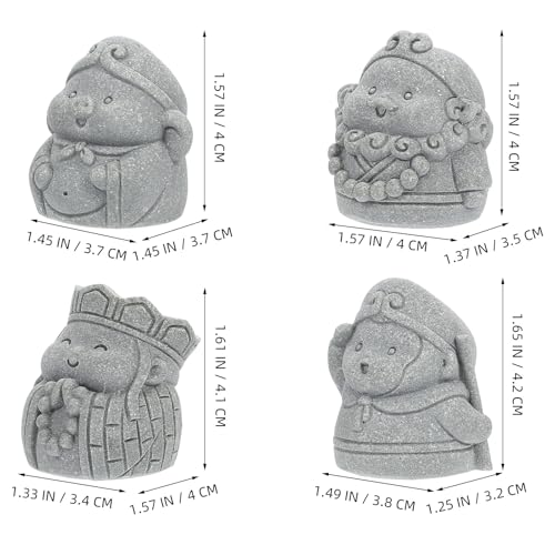 Kisangel Miniature Journey to The West Figurine Set, 4pcs Aquarium Buddha Statue Decor, Stone Gray Bonsai Accessories for Fish Tank and Zen Garden Display