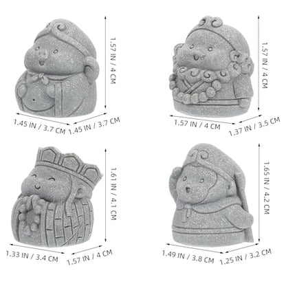 Kisangel Miniature Journey to The West Figurine Set, 4pcs Aquarium Buddha Statue Decor, Stone Gray Bonsai Accessories for Fish Tank and Zen Garden Display