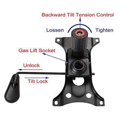 Skelang Tilt Control Mechanism Replacement, Office Chair Tilt Base Control Lift Mechanism, Swivel Base Plate Control Seat Mechanism, Mounting Hole Dimension: 10.2"×6"(L×W)