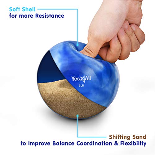 Yes4All Weighted Toning Balls for Exercise, Soft Medicine Balls for Exercise, Pilates, Yoga, Balance, Flexibility, 2-10lbs - color: F. 2lb - Blue, style: C. Marble