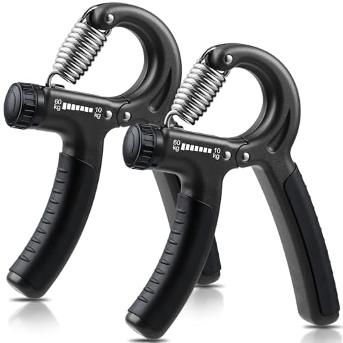 NIYIKOW 2 Pack Grip Strength Trainer, Hand Grip Strengthener, Adjustable Resistance 22-132Lbs (10-60kg), Forearm Strengthener, Perfect for Musicians Athletes - color: Carbon Black