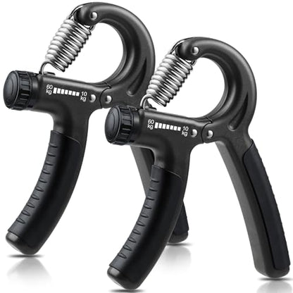 NIYIKOW 2 Pack Grip Strength Trainer, Hand Grip Strengthener, Adjustable Resistance 22-132Lbs (10-60kg), Forearm Strengthener, Perfect for Musicians Athletes - color: Carbon Black