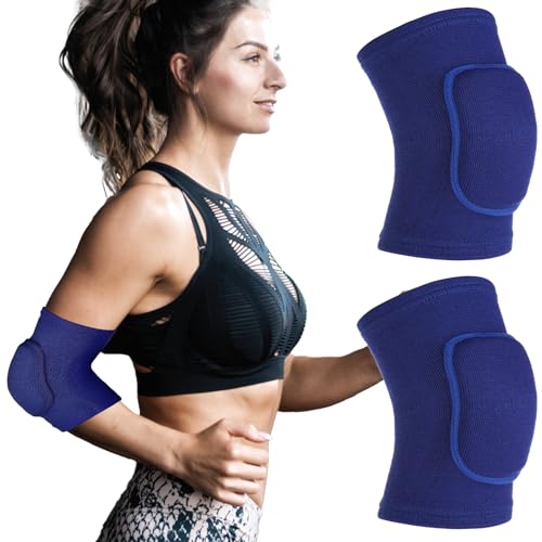 COMNICO Arm Brace Pads Elbow Protector Strap Pair, Breathable Anti-Collision Sponge Tendonitis Fitness Volleyball Basketball Tennis Golfers Knee Support Band for Kids Men Women Elderly - color: Blue(40-75kg)