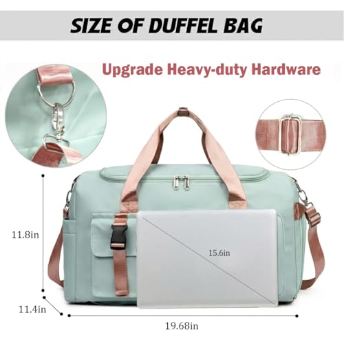 Eslcorri Gym & Travel Duffel Bag Backpack with Shoe & Wet Pocket, GreenPink - color: 42L-GreenPink